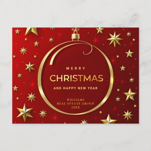 Golden Red Kerstkerstornament Corporate Greeting Briefkaart (Voorkant)