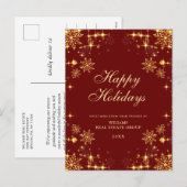 Golden Red Kerstkerstornament Corporate Greeting Feestdagenkaart (Voorkant / Achterkant)