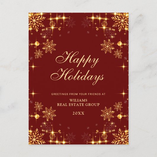 Golden Red Kerstkerstornament Corporate Greeting Feestdagenkaart (Voorkant)