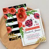 Golden Red Ladybug Waterverf Couples Baby shower Kaart