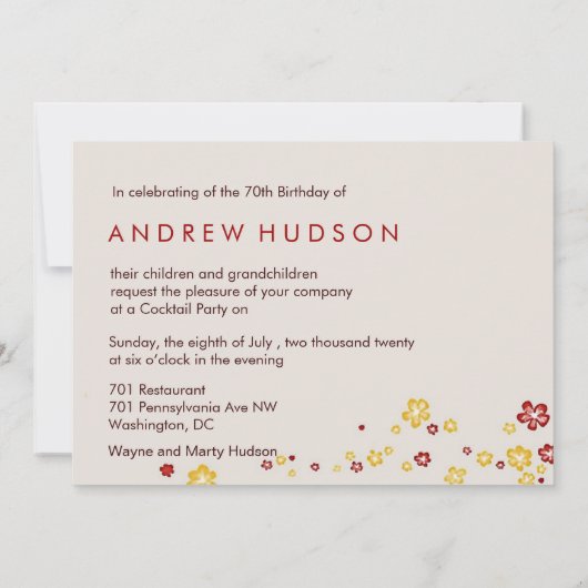 Golden Red Lantern Cherry Tree Fu Birthday Party Kaart (Achterkant)