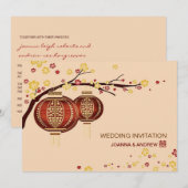 Golden Red Lantern Cherry Tree Xi Chinese bruiloft Kaart (Voorkant / Achterkant)