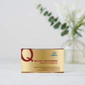 Golden & Red Layers Monogram Initial Founder CEO B Visitekaartje (Staand voorkant)