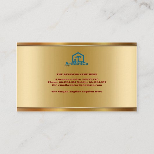 Golden & Red Layers Monogram Initial Founder CEO B Visitekaartje (Achterkant)