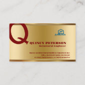 Golden & Red Layers Monogram Initial Founder CEO B Visitekaartje (Voorkant)