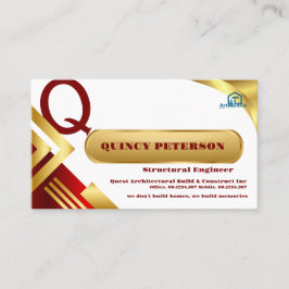 Golden & Red Layers Monogram Initial Founder CEO Visitekaartje