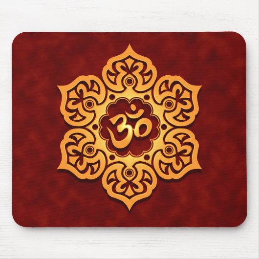 Golden Red Lotus Flower Om Muismat (Voorkant)
