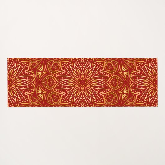Golden Red Mandala Yogamat (Achterkant (horizontaal))