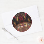 Golden Red Mushroom Fractal Art Bookplate Sticker (Envelop)