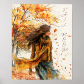 Golden Red Orange Autumn Leaves Fall Mood  Poster (Voorkant)