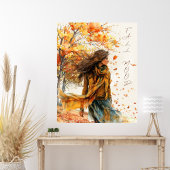 Golden Red Orange Autumn Leaves Fall Mood  Poster