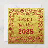 Golden red Square wish card with golden stars Feestdagenkaart (Voorkant)