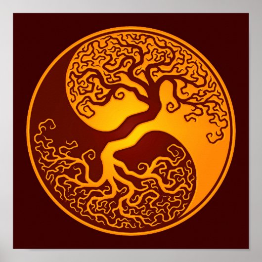 Golden Red Tree of Life Yin Yang Poster (Voorkant)