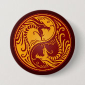Golden Red Yin Yang Dragons Ronde Button 7,6 Cm (Voorkant)