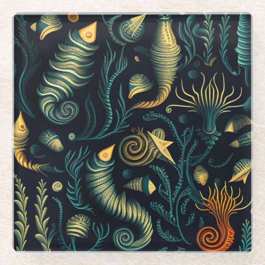 Golden Reefs Glazen Onderzetter (Voorkant)