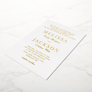 Golden Refined Classic Wedding Folie Invitation Uitnodiging