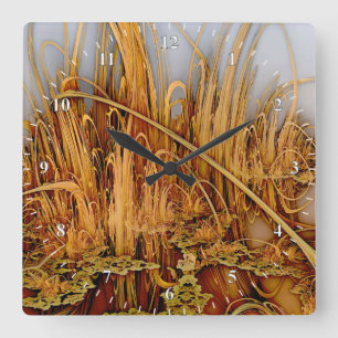 Golden Reflections Square Wall Clock Vierkante Klok