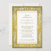 Golden Regal Deco Border Huwelijksuitnodiging Kaart (Voorkant)
