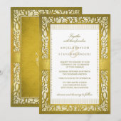 Golden Regal Deco Border Huwelijksuitnodiging Kaart (Voorkant / Achterkant)
