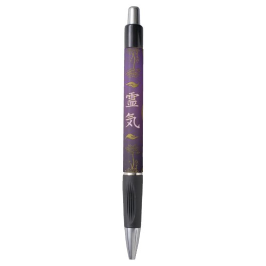 Golden Reiki Healing hands Symbool op paarse lotus Pen (Voorkant Verticaal)