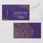 Golden Reiki Het genezingssymbool op paars in lotu Visitekaartje (Voorkant / Achterkant)