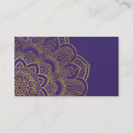 Golden Reiki Het genezingssymbool op paars in lotu Visitekaartje (Achterkant)