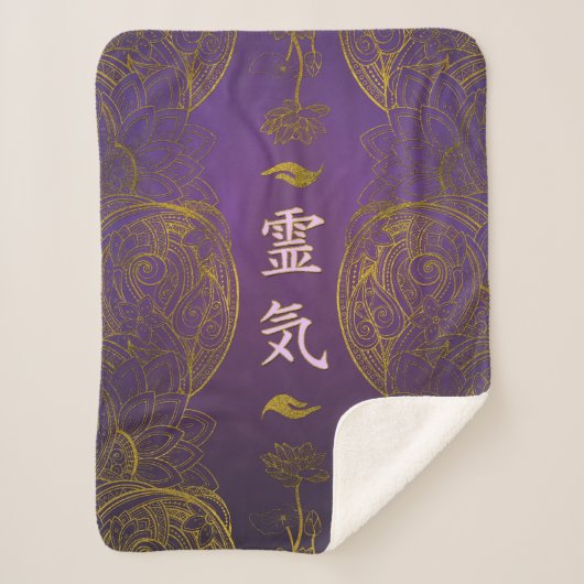 Golden Reiki - Verwarmingssymbolen met lotus Sherpa Deken (Voorkant)