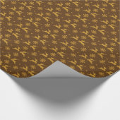 Golden Reindeer Brown Wrapping Paper Cadeaupapier (Hoek)