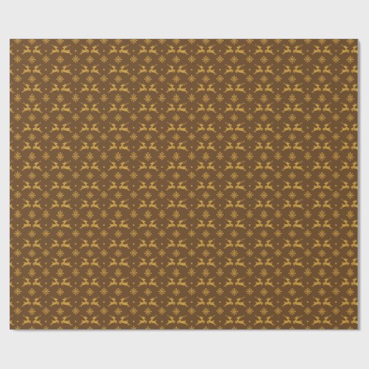 Golden Reindeer Brown Wrapping Paper Cadeaupapier (Vlak)