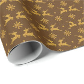 Golden Reindeer Brown Wrapping Paper Cadeaupapier (Rol Hoek)