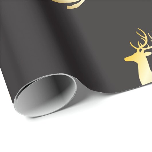 Golden Reindeer Cadeaupapier (Rol Hoek)