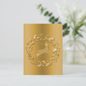 Golden Reindeer en Wreath Kerstmis Feestdagenkaart (Staand voorkant)