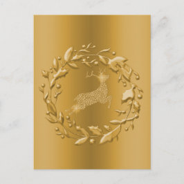 Golden Reindeer en Wreath Kerstmis Feestdagenkaart