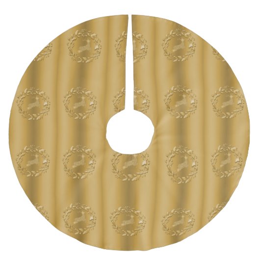Golden Reindeer en Wreath Kerstmis Kerstboom Rok (Voorkant)