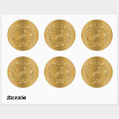 Golden Reindeer en Wreath Kerstmis Ronde Sticker (Vel)