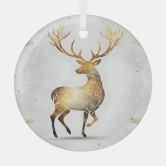 Golden Reindeer Glas Ornament