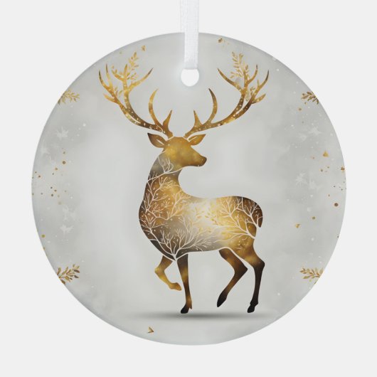 Golden Reindeer Glas Ornament (Achterkant)