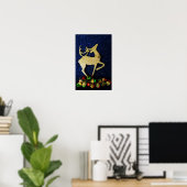 Golden Reindeer met Poster Jingle Bells (Thuiskantoor)
