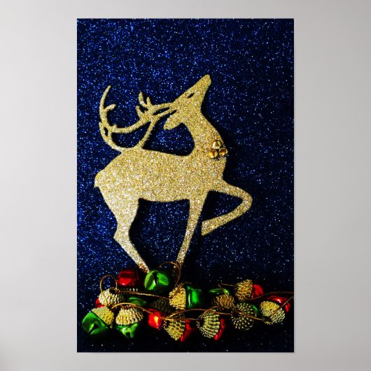 Golden Reindeer met Poster Jingle Bells (Voorkant)