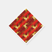 Golden Reindeer op Rode Kerst Servet (Hoek)