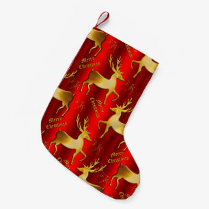 Golden Reindeer op rood Kleine Kerstsok