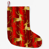 Golden Reindeer op rood Kleine Kerstsok (Voorkant)