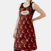 Golden Reindeer Pattern, gepersonaliseerd Schort (Insitu)