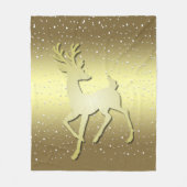 Golden Reindeer Snowy Fleece Blanket Deken (Voorkant)