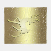Golden Reindeer Snowy Fleece Blanket Deken (Voorkant (Horizontaal))