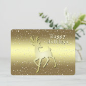 Golden Reindeer Snowy Holiday Card Feestdagenkaart (Staand voorkant)