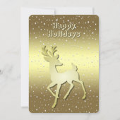 Golden Reindeer Snowy Holiday Card Feestdagenkaart (Voorkant)
