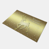 Golden Reindeer Snowy Holiday Doormat Deurmat (Schuin)