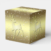 Golden Reindeer Snowy Holiday Favor Box Bedankdoosjes (Achterkant)