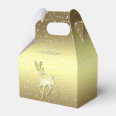 Golden Reindeer Snowy Holiday Favor Box Bedankdoosjes (Achterkant)